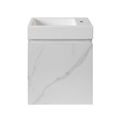 Fonteinkast BWS Sona Met Verticaal Reliëf Soft-close Wit Marmer