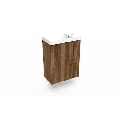 Fonteinkast Cafe Oak Arcqua Ridge 40x55x28 cm Incl. Fontein Glans Wit Met Overloop