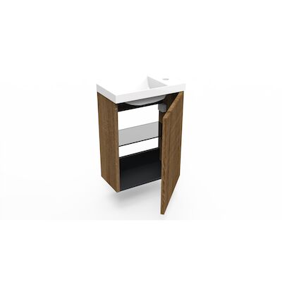 Fonteinkast Cafe Oak Arcqua Ridge 40x55x28 cm Incl. Fontein Glans Wit Zonder Overloop