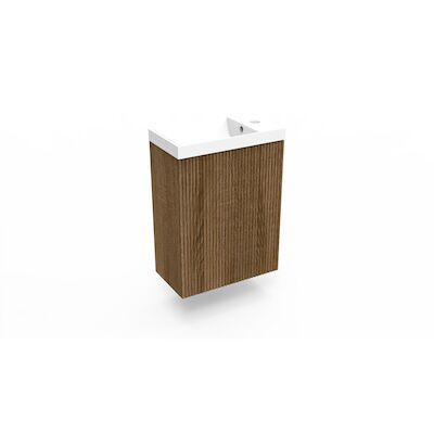 Fonteinkast Cafe Oak Arcqua Ridge 40x55x28 cm Incl. Fontein Mat Wit Met Overloop