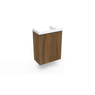 Fonteinkast Cafe Oak Arcqua Ridge 40x55x28 cm Incl. Fontein Mat Wit Zonder Overloop