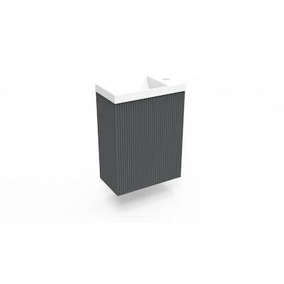 Fonteinkast Cement Arcqua Ridge 40x55x28 cm Incl. Fontein Glans Wit Zonder Overloop
