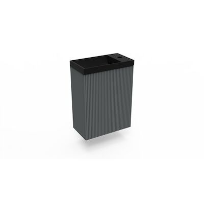 Fonteinkast Cement Arcqua Ridge 40x55x28 cm Incl. Fontein Mat Zwart Zonder Overloop