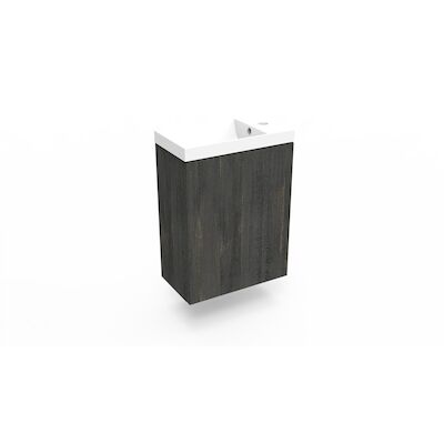 Fonteinkast Dark Oak Arcqua Luna 40x55x28 cm Incl. Fontein Glans Wit Met Overloop