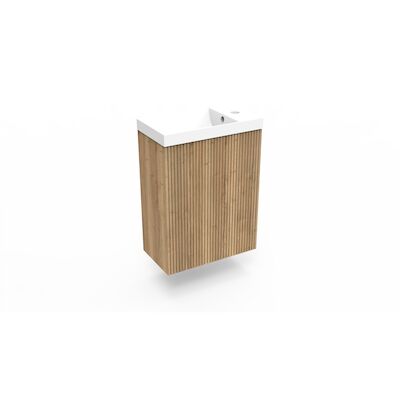 Fonteinkast Halifax Oak Arcqua Ridge 40x55x28 cm Incl. Fontein Glans Wit Met Overloop