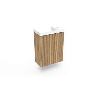 Fonteinkast Halifax Oak Arcqua Ridge 40x55x28 cm Incl. Fontein Glans Wit Zonder Overloop