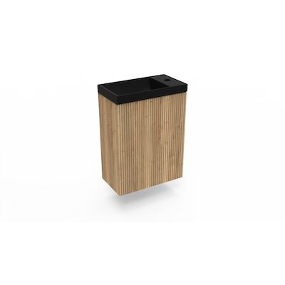 Fonteinkast Halifax Oak Arcqua Ridge 40x55x28 cm Incl. Fontein Mat Zwart Zonder Overloop