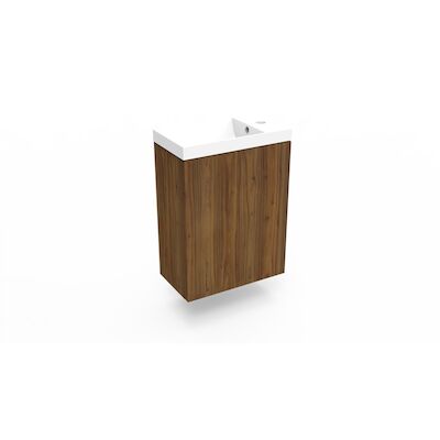 Fonteinkast Maddison Oak Arcqua Luna 40x55x28 cm Incl. Fontein Glans Wit Met Overloop