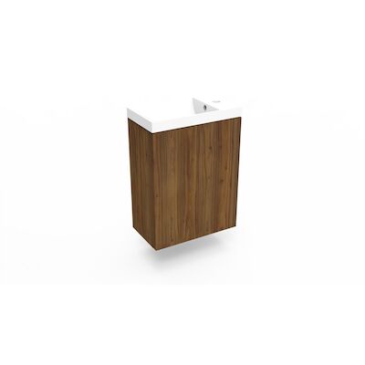 Fonteinkast Maddison Oak Arcqua Luna 40x55x28 cm Incl. Fontein Mat Wit Met Overloop