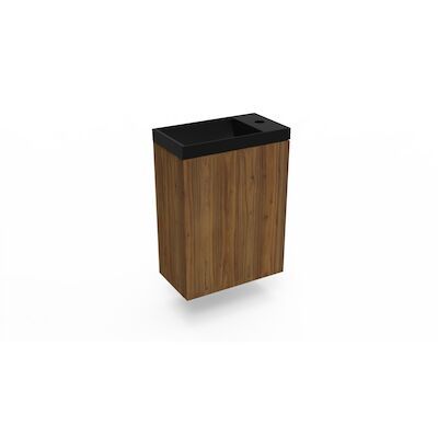 Fonteinkast Maddison Oak Arcqua Luna 40x55x28 cm Incl. Fontein Mat Zwart Zonder Overloop