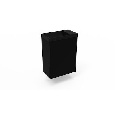 Fonteinkast Mat Zwart Arcqua Luna 40x55x28 cm Incl. Fontein Mat Zwart Zonder Overloop