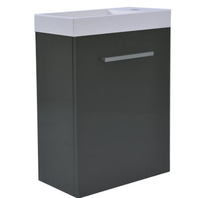 Fonteinkast Vision met Mineraalmarmer Fontein 40cm Hoogglans Grijs