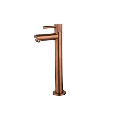 Fonteinkraan Opbouw Sanilux Ribb Hoog Rond Met Geribbeld Knop Brons