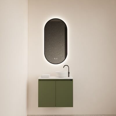 Fonteinmeubel BWS Meadow 60×50 cm Olijf Groen Incl. Topplaat Mat Wit