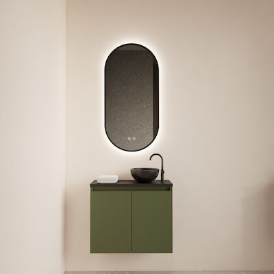 Fonteinmeubel BWS Meadow 60×50 cm Olijf Groen Incl. Topplaat Mat Zwart