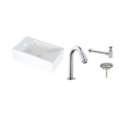 FonteinPack Houston Links Keramiek 37x23x11 Wit (Keuze uit 18 kranen)