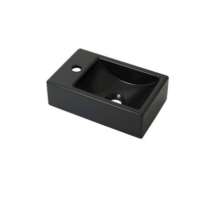 Fonteinpack Houston Links Mat Zwart Keramiek 37×23 cm Mat Zwart (Keuze uit 4 kranen)