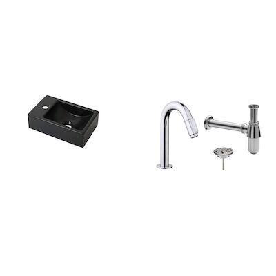 Fonteinpack Houston Mat Zwart Keramiek Links 37×23 cm
