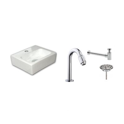 FonteinPack Mini Beta Keramiek 28x24x9 cm Wit (Keuze uit 18 kranen)