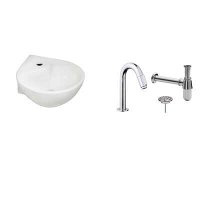 FonteinPack Porta Keramiek 35x35x14.5 cm Chroom (Keuze uit 20 kranen)