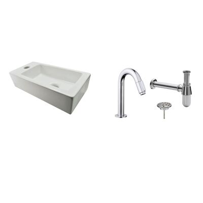 FonteinPack Rhea Mini Links 36x18x9 cm RVS (Keuze uit 8 kranen)