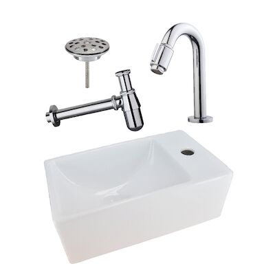 FonteinPack Rhea Mini XXS 30,5x18x11 cm Rechts Chroom (Keuze uit 20 kranen)