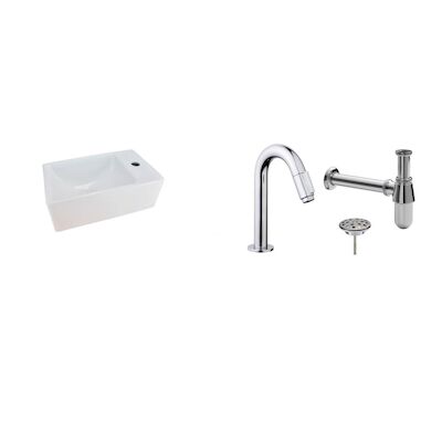 FonteinPack Rhea Mini XXS 30,5x18x11 cm Rechts RVS (Keuze uit 8 kranen)