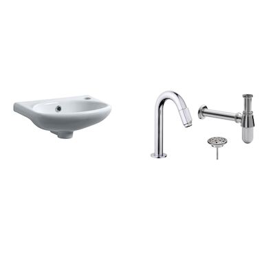 FonteinPack Trevi Keramiek 38x25x9 cm Chroom (Keuze uit 20 kranen)