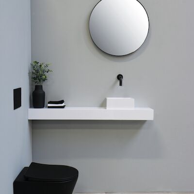 Fonteinplateau INK Easy Inkortbaar Polystone 120x20x10 Zonder Kraangat Glans Wit