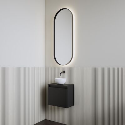 Fonteinset | BWS Leto | Mat Zwart | Waskom Glans Wit