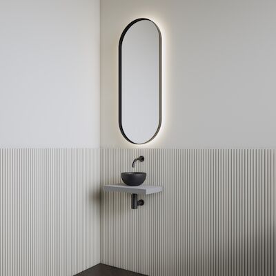 Fonteinset | BWS Leto | Planchet Agaat Grijs | Waskom Mat Zwart