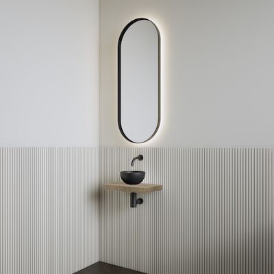 Fonteinset | BWS Leto | Planchet Ash Grey | Waskom Mat Zwart