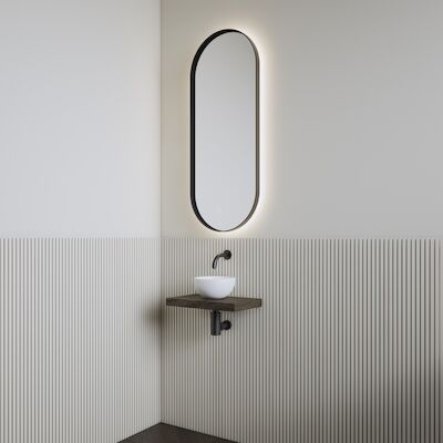Fonteinset | BWS Leto | Planchet Charcoal | Waskom Glans Wit