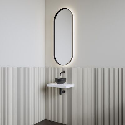 Fonteinset | BWS Leto | Planchet Kristal Wit | Waskom Mat Zwart
