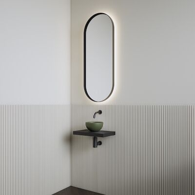 Fonteinset | BWS Leto | Planchet Mat Zwart | Waskom Mat Olijf Groen