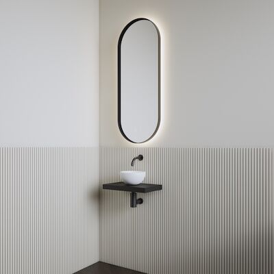 Fonteinset | BWS Leto | Planchet Mat Zwart | Waskom Mat Wit