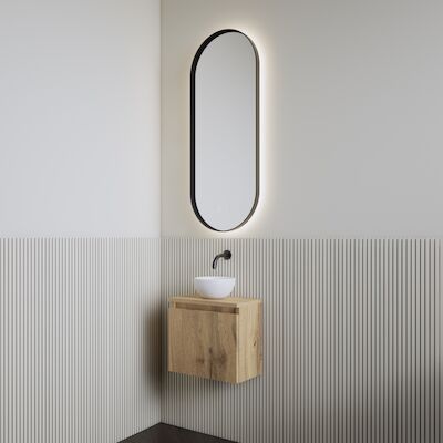 Fonteinset | BWS Leto | Rustiek Eiken | Waskom Glans Wit