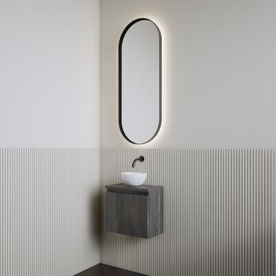 Fonteinset | BWS Leto | Zwart Eiken | Waskom Glans Wit
