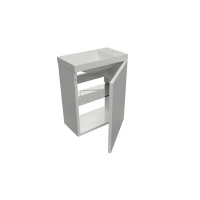 Fonteinset BWS Luna 54,3×39,7×21,8 cm Glans Wit Met Marble Fontein Zonder Overloop Glans Wit