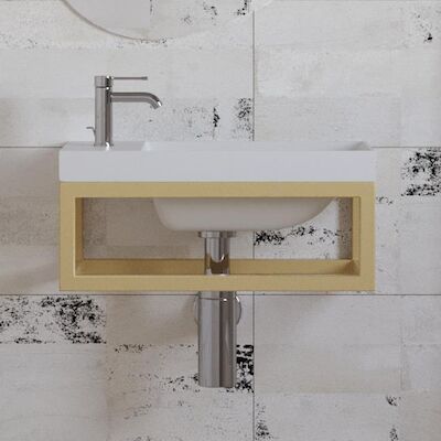 Fonteinset BWS Paris 40×22 cm met Glans Wit Fontein Mat Goud