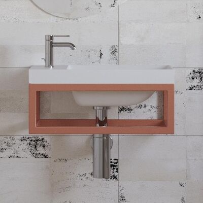 Fonteinset BWS Paris 40×22 cm met Glans Wit Fontein Mat Koper