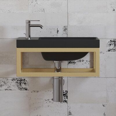 Fonteinset BWS Paris 40×22 cm met Mat Zwart Fontein Mat Goud