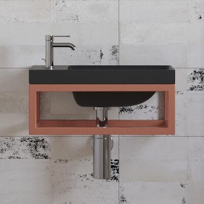 Fonteinset BWS Paris 40×22 cm met Mat Zwart Fontein Mat Koper
