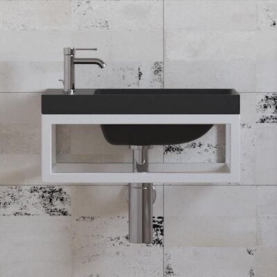 Fonteinset BWS Paris 40×22 cm met Mat Zwart Fontein Mat Wit