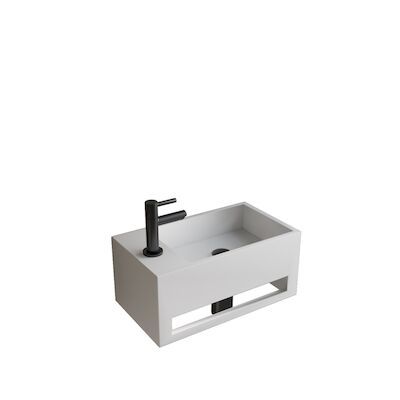 Fonteinset BWS Solid Surface Met Handdoekhouder Links Wit Gunmetal