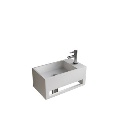 Fonteinset BWS Solid Surface Met Handdoekhouder Rechts Wit Chroom