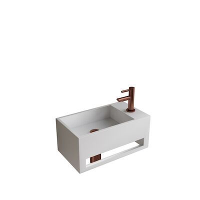 Fonteinset BWS Solid Surface Met Handdoekhouder Rechts Wit Koper