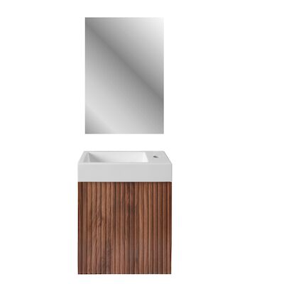 Fonteinset BWS Sona Fonteinkast Hout Wastafel Glanzend Wit en Spiegel Met Omlijsting