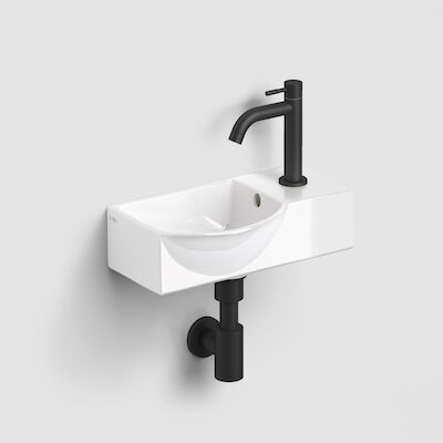 Fonteinset Clou InBe Set 8 Incl. Mat Zwarte Toebehoren 11×41 Cm Glanzend Wit