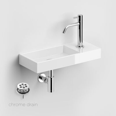 Fonteinset Clou Mini Wash Me Incl. Toebehoren Rechts 7×45 Cm Glanzend Wit